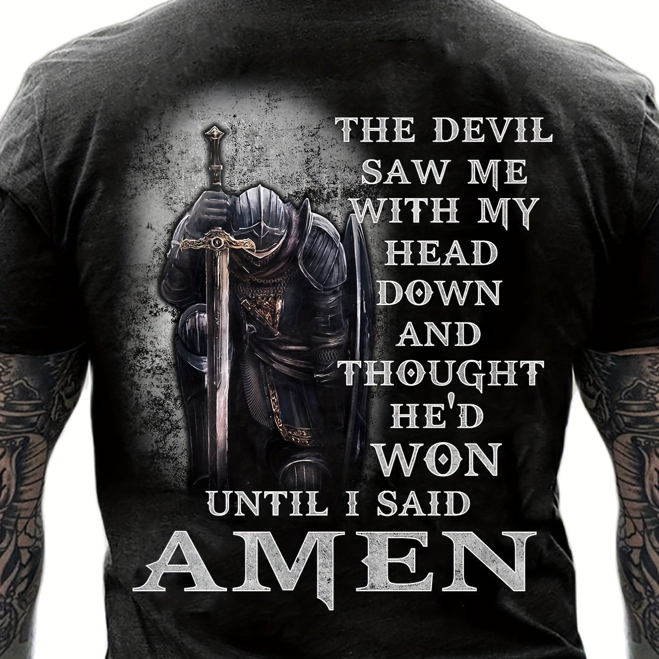 'Until I Said Amen' God Jesus Print T Shirt, Tees For Men, Casual Short Sleeve Tshirt For Summer Spring Fall, Tops As Gifts